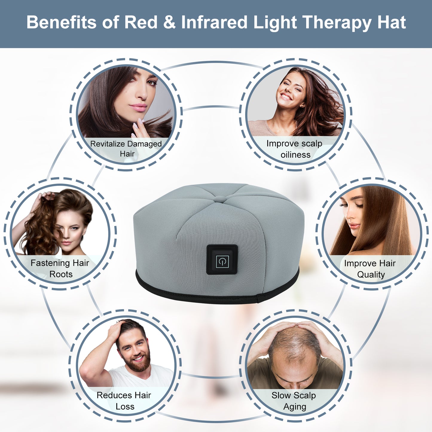 LOVTRAVEL Near Infrared LED Red Light Therapy Cap Helmet for Hair Regrowth Prevant Loss Head relaxation Relief scalp phototherapy Device