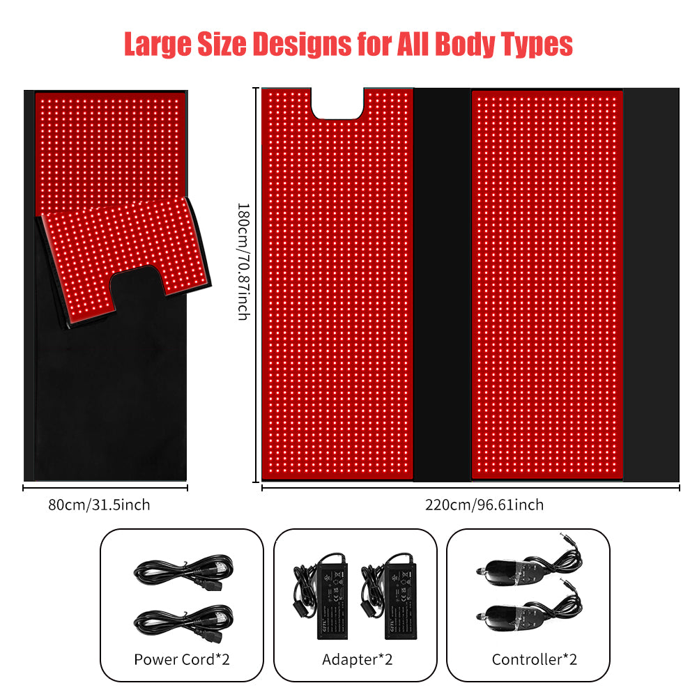 LOVTRAVEL New 2520pcs LED 660nm Red Light Therapy Mat Sleep Bag 850nm Near Infrared Light Therapy Mats Devices Large Pads for Full Whole Body Pain Relief