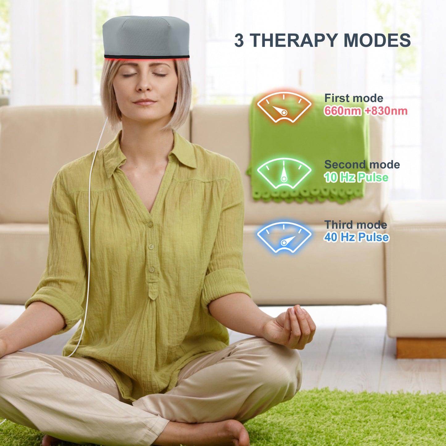 LOVTRAVEL Near Infrared LED Red Light Therapy Cap Helmet for Hair Regrowth Prevant Loss Head relaxation Relief scalp phototherapy Device