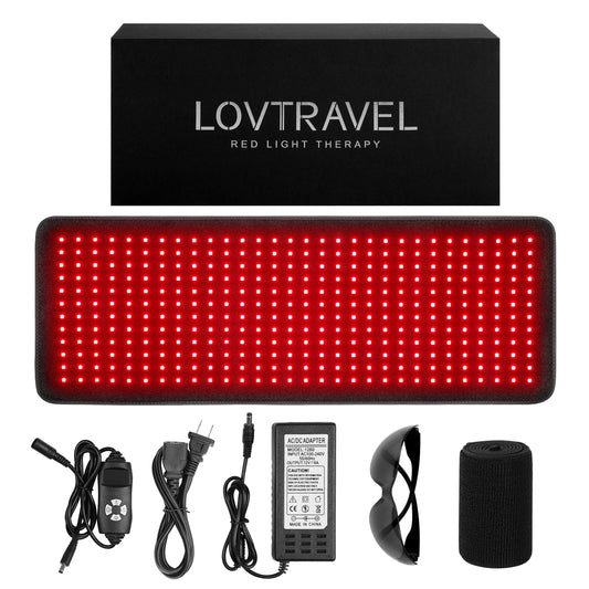 LOVTRAVEL 360pcs LED 660nm Red Light and 850nm Near Infrared Light Therapy Devices Mat Large Wearable Pads Wrap for Body Pain Relief