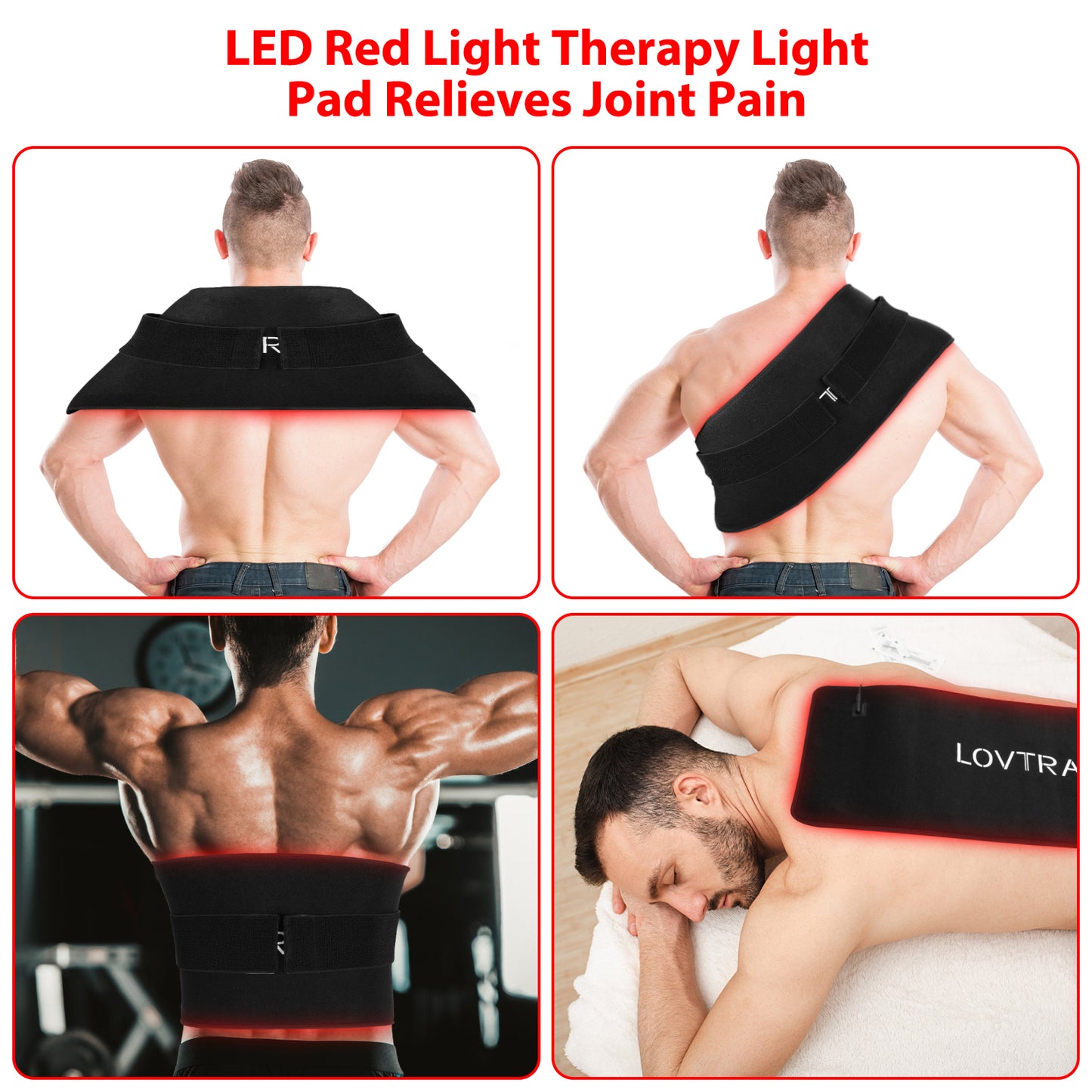 LOVTRAVEL 360pcs LED 660nm Red Light and 850nm Near Infrared Light Therapy Devices Mat Large Wearable Pads Wrap for Body Pain Relief