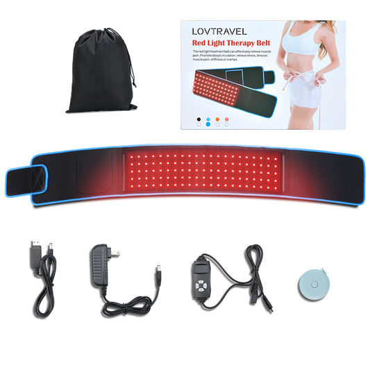 LOVTRAVEL 660nm LED Red Light Therapy Belt 850nm Near Infrared Light Therapy Devices Wearable Pads Lipo Wrap for Body Pain Relief