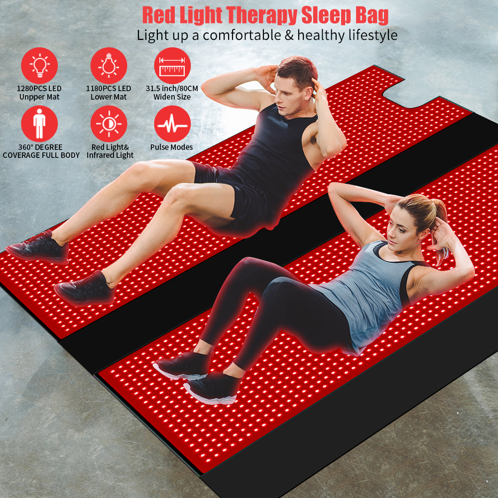 LOVTRAVEL New 2520pcs LED 660nm Red Light Therapy Mat Sleep Bag 850nm Near Infrared Light Therapy Mats Devices Large Pads for Full Whole Body Pain Relief