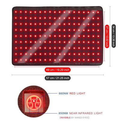 LOVTRAVEL 660nm LED Red Light Therapy for Body and 850nm Near Infrared Light Therapy Devices 21''x13'' Large Pads Belt Wearable Wrap for Leg Thigh Knee Belly Back Waist Pain Relief