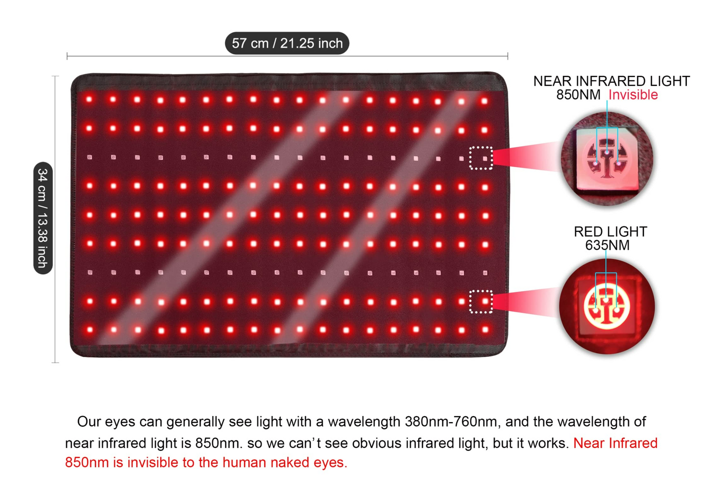 LOVTRAVEL 210pcs LED Red & Near Infrared Light Therapy Pad