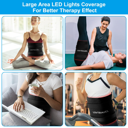 LOVTRAVEL 660nm LED Red Light Therapy for Body and 850nm Near Infrared Light Therapy Devices 21''x13'' Large Pads Belt Wearable Wrap for Leg Thigh Knee Belly Back Waist Pain Relief