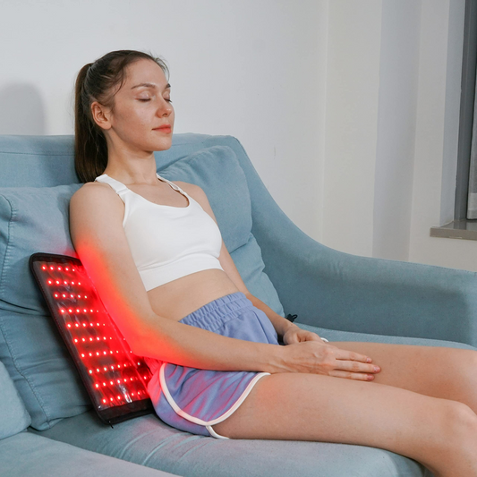 LOVTRAVEL 660nm LED Red Light Therapy for Body and 850nm Near Infrared Light Therapy Devices 21''x13'' Large Pads Belt Wearable Wrap for Leg Thigh Knee Belly Back Waist Pain Relief